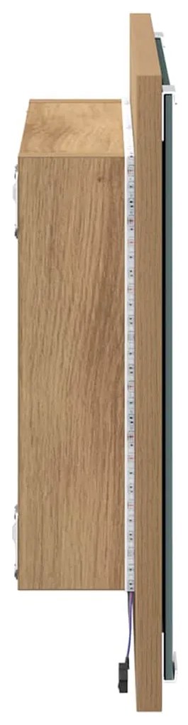vidaXL Καθρέφτης μπάνιου LED Επιτοίχιο artisan δρυς 40 x 8.5 x 37 εκ.