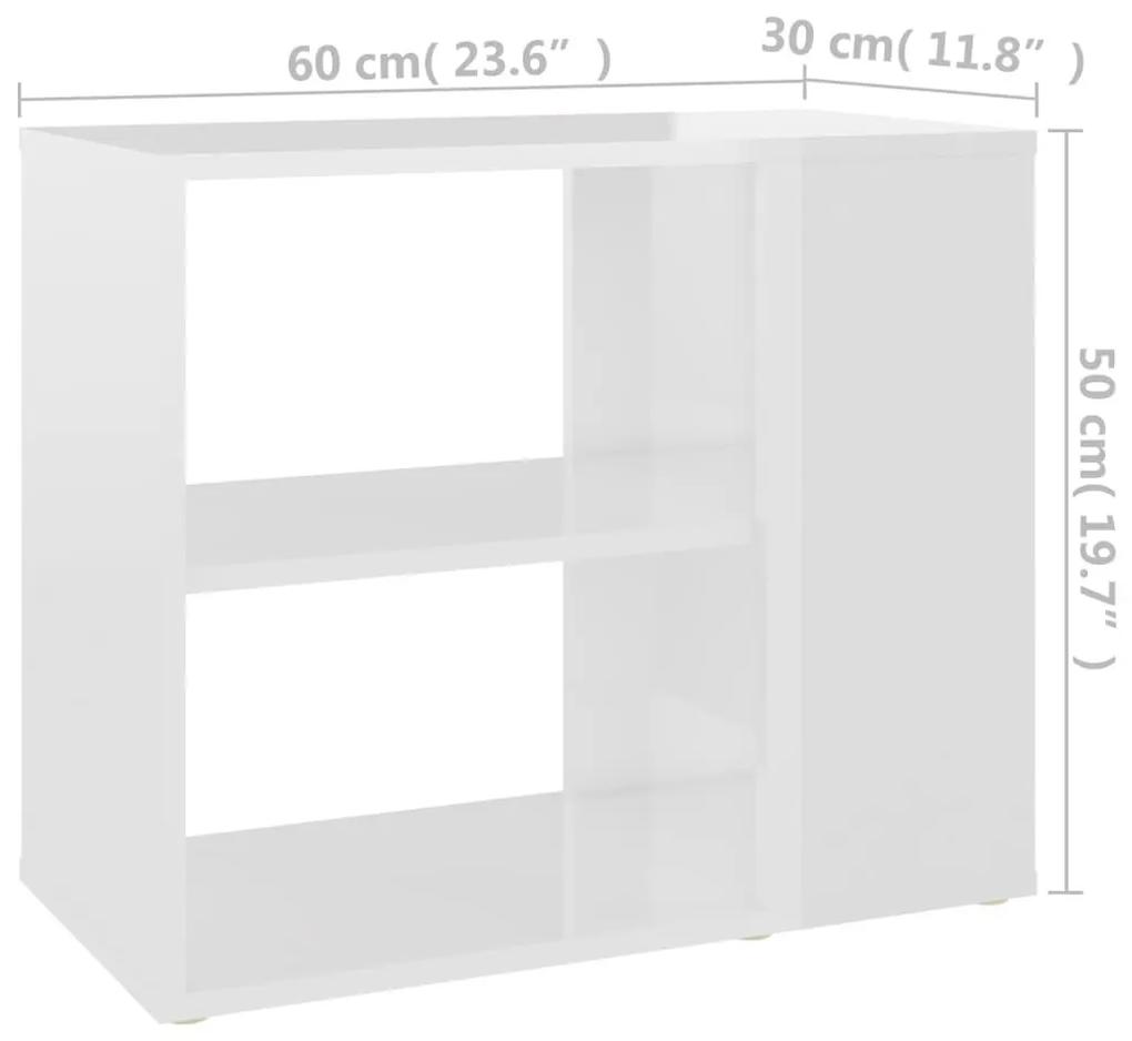 Βοηθητικό Ντουλάπι Γυαλ. Λευκό 60 x 30 x 50 εκ. από Μοριοσανίδα - Λευκό
