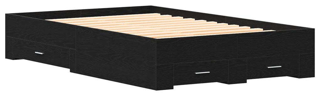 vidaXL Bed Frame με Συρτάρια Μαύρη Δρυς 120x190 εκ Επεξεργασμένο Ξύλο