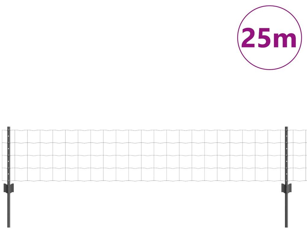 vidaXL Ευρωπαϊκό φράχτη με 11 U Posts Γκρι 0,4x25 μ Ατσάλι