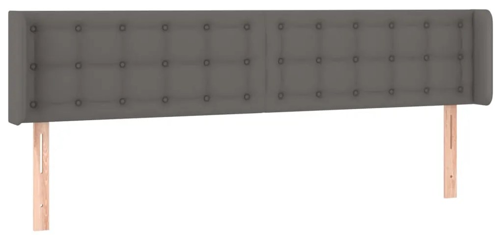 vidaXL Κεφαλάρι Κρεβατιού LED Γκρι 163x16x78/88εκ. από Συνθετικό Δέρμα
