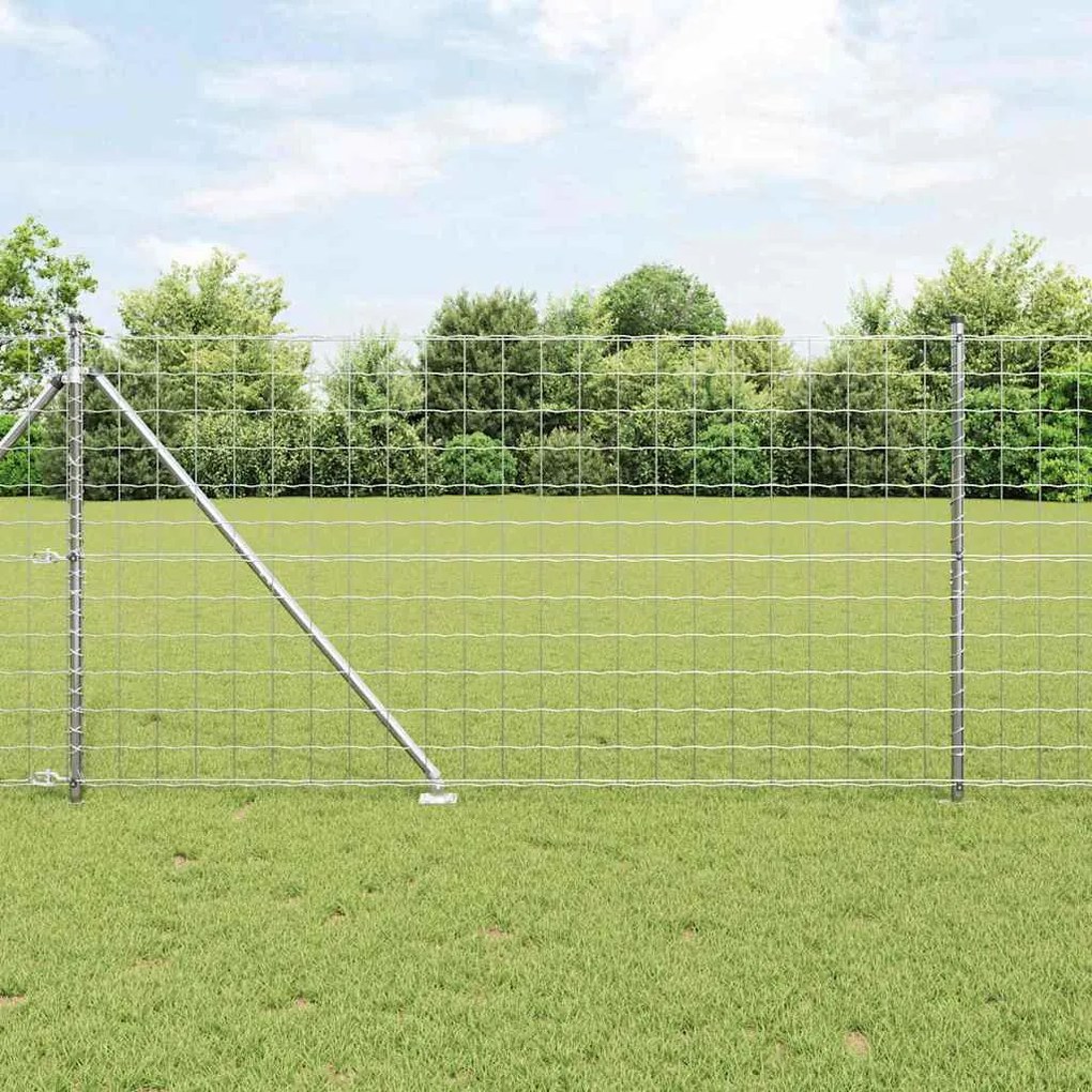 vidaXL Φράχτης με Στήλες. Ασημί 1.2 x 25 m Ατσάλι