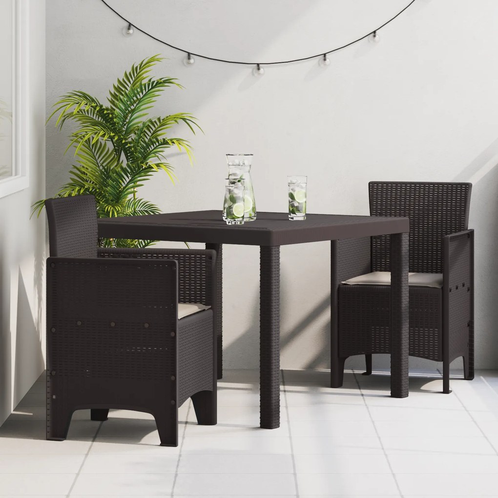 vidaXL Σετ τραπεζαρίας κήπου 3 pcs Καφέ 100 x 100 x 73 εκ