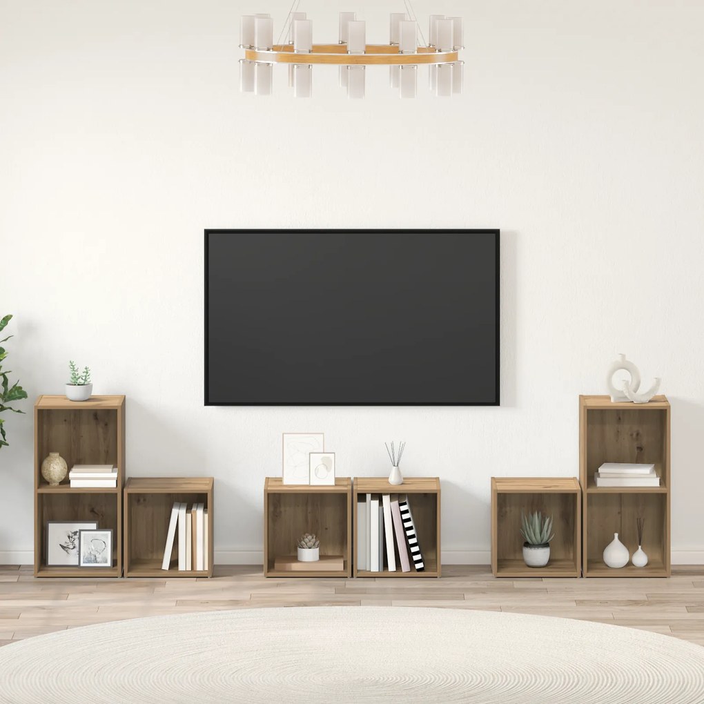 vidaXL με ράφι με αποθήκευση 6 pcs Artisan Oak Επεξεργασμένο ξύλο