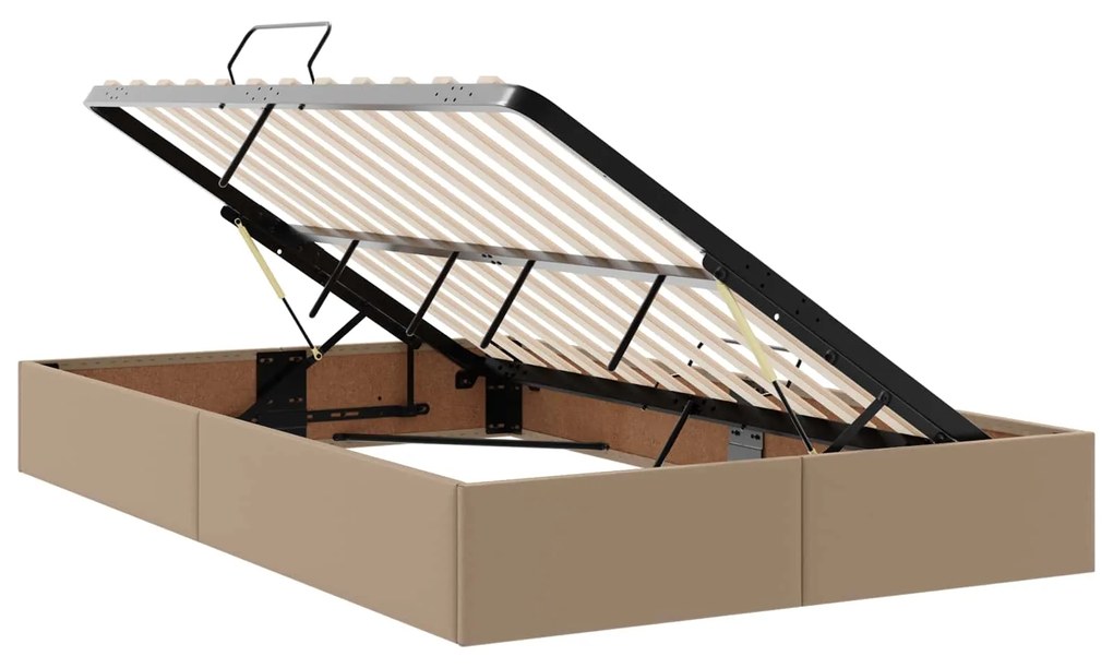 vidaXL Κρεβάτι με αποθηκευτικό χώρο και στρώμα Καπουτσίνο 120 x 190 cm