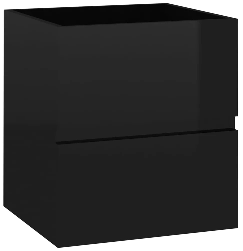 vidaXL Ντουλάπι Νιπτήρα Γυαλ. Μαύρο 41x38,5x45 εκ. Επεξεργασμένο Ξύλο