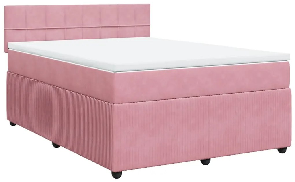 ΚΡΕΒΑΤΙ BOXSPRING ΜΕ ΣΤΡΩΜΑ ΡΟΖ 140X200 ΕΚ. ΒΕΛΟΥΔΙΝΟ 3287763