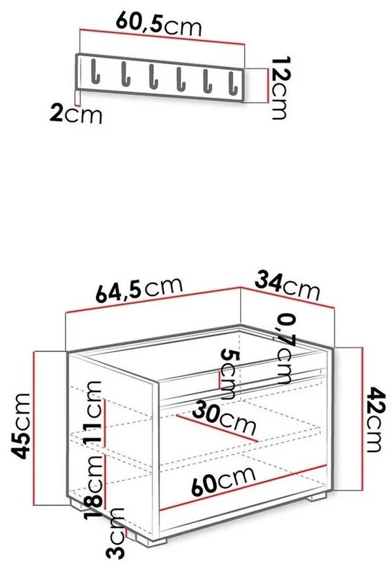 Σετ διαδρόμου Trenton 133 (Άσπρο + Manila 26), 65x34cm, 17 kg, Πλαστικοποιημένη μοριοσανίδα, Ταπισερί, Τοίχου, Εντοιχισμένη | Epipla1.gr