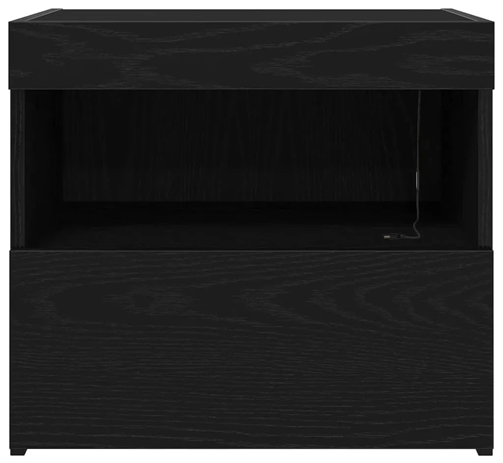 vidaXL Κομοδίνο Μαύρη δρυς 50 x 40 x 45 cm Επεξεργασμένο ξύλο