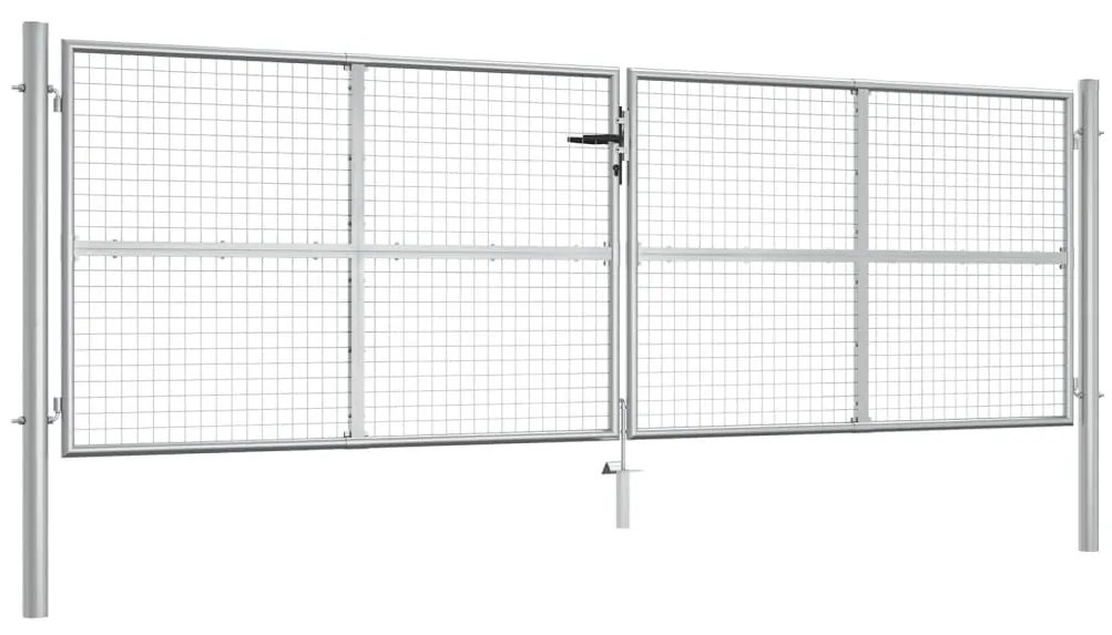 vidaXL Πόρτα Κήπου Ασημί 415x125 εκ. από Γαλβανισμένο Ατσάλι