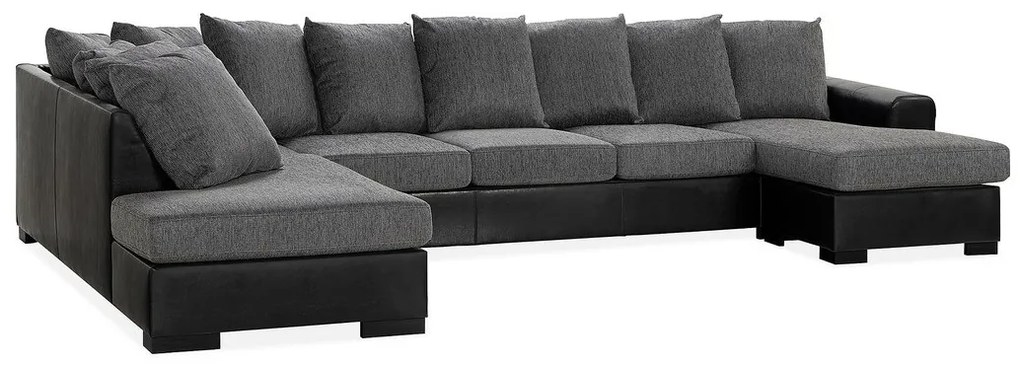 Γωνιακός Καναπές Scandinavian Choice 540, Γκρι, Μαύρο, 380x215x90cm, Πόδια: Ξύλο | Epipla1.gr