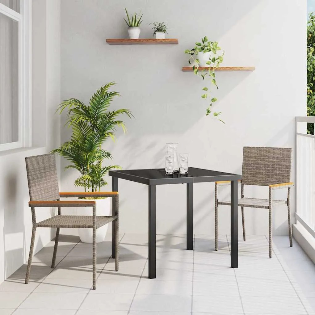 vidaXL Καρέκλες κήπου που σωριάζονται 2 pcs Γκρι, Καφέ