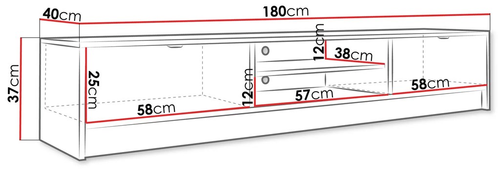 Τραπέζι Tv Comfivo P105, Άσπρο, 180x37x40cm, 29 kg | Epipla1.gr