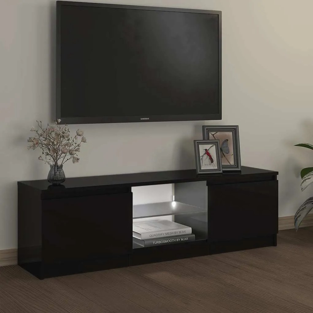 vidaXL Έπιπλο Τηλεόρασης με LED Μαύρο 120 x 30 x 36 εκ.