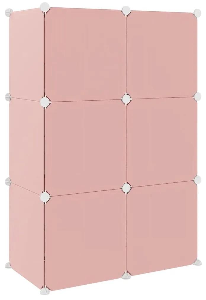 Ντουλάπι Αποθήκευσης Παιδικό με 6 Κύβους Ροζ Πολυπροπυλένιο - Ροζ