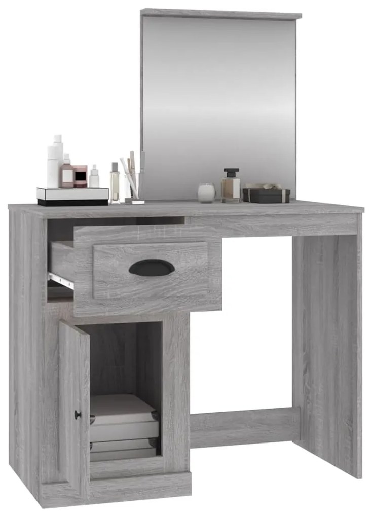 vidaXL Μπουντουάρ με Καθρέφτη Γκρι Sonoma 90x50x132,5 εκ. Επεξ. Ξύλο