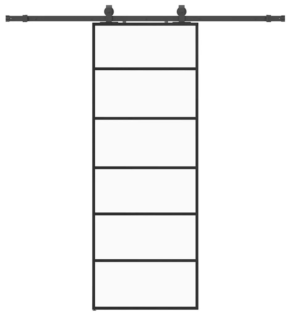 Συρόμενη Πόρτα με Μηχανισμό Μαύρο 76x205 εκ. Γυαλί ESG - Μαύρο