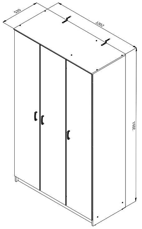 Ντουλάπα Hana 3K Sonoma 120*52*205 εκ.