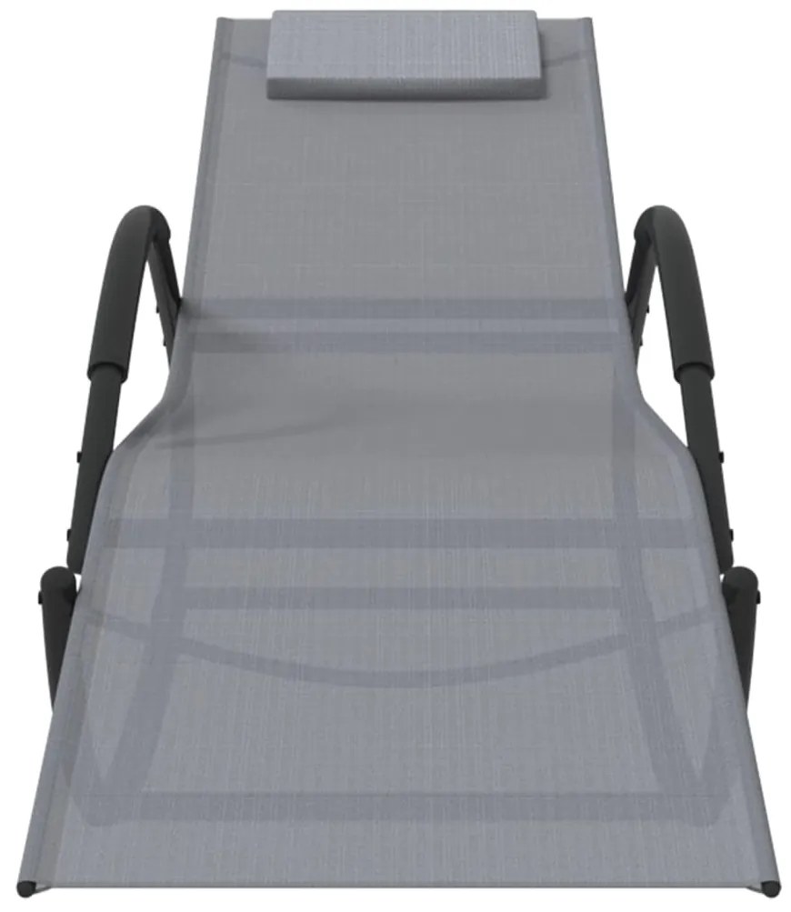 vidaXL Κουνιστή Ξαπλώστρα Γκρι από Ατσάλι / Textilene