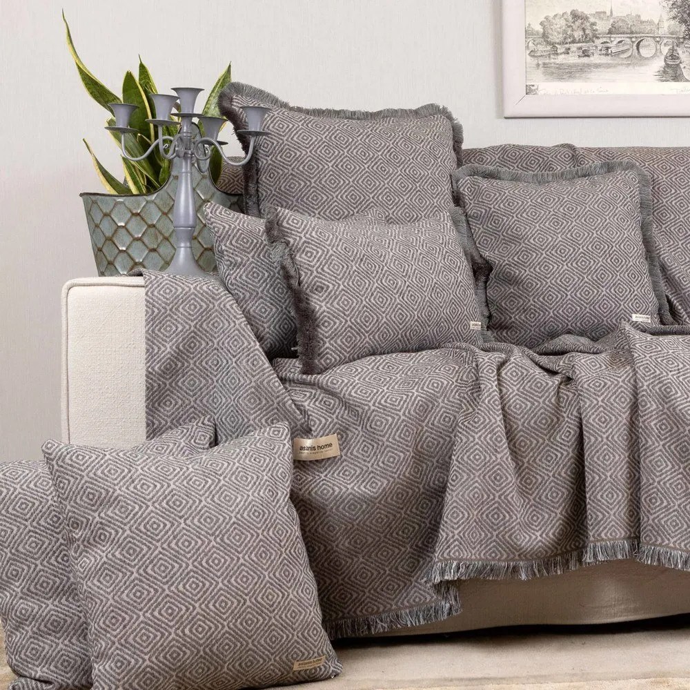 Ριχτάρι Panion Anthracite-Grey Aslanis Home Τριθέσιο 180x300cm Βαμβάκι-Polycotton
