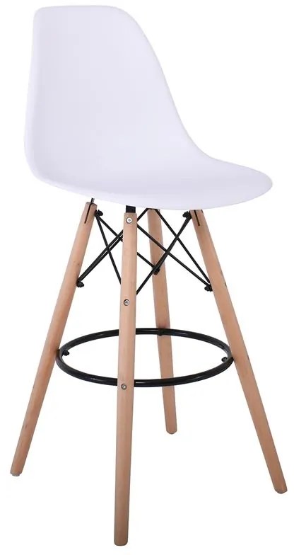 ART Wood Σκαμπό BAR με Πλάτη, Πόδια Οξιά Φυσικό, PP Άσπρο 47x54x71/109cm Ε509,1