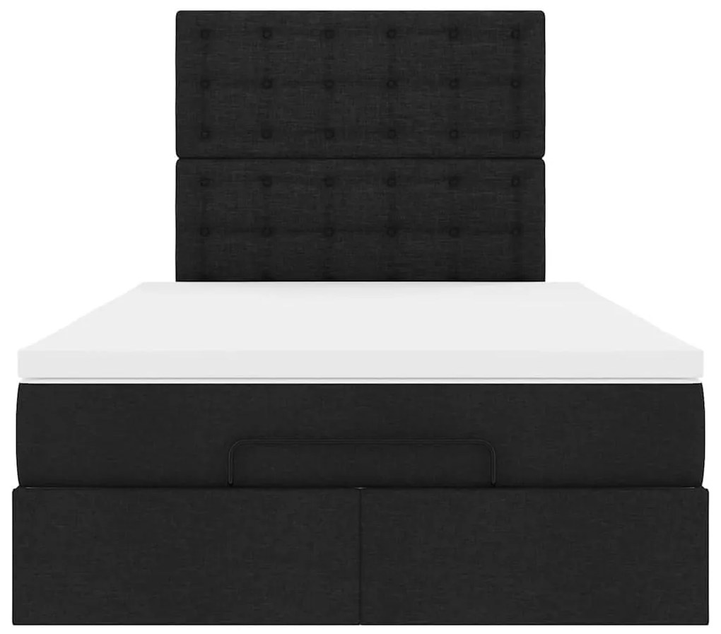 vidaXL Οθωμανικό κρεβάτι με στρώμα Μαύρο 120x190 cm Ύφασμα