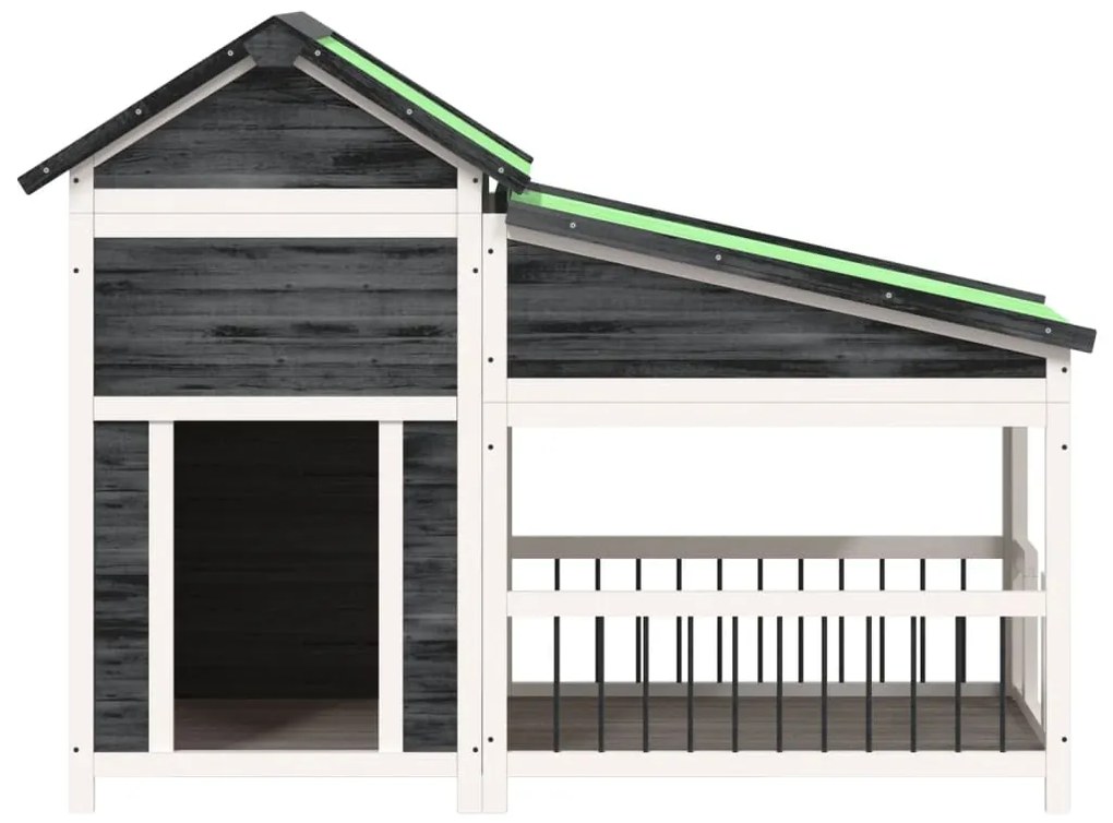 vidaXL Σπίτι Σκύλου Γκρι 143 x 60,5 x 109 εκ. από Μασίφ Ξύλο Πεύκου