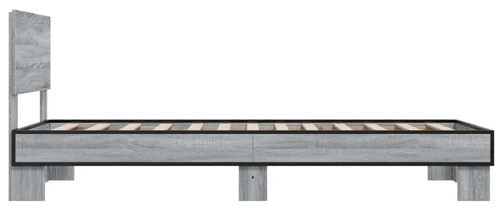vidaXL Πλαίσιο Κρεβατιού Γκρι Sonoma 100x200 εκ. Επεξ. Ξύλο &amp; Μέταλλο