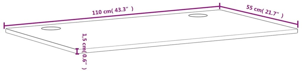 Επιφάνεια Γραφείου 110x55x1,5 εκ. από Μασίφ Ξύλο Οξιάς - Καφέ