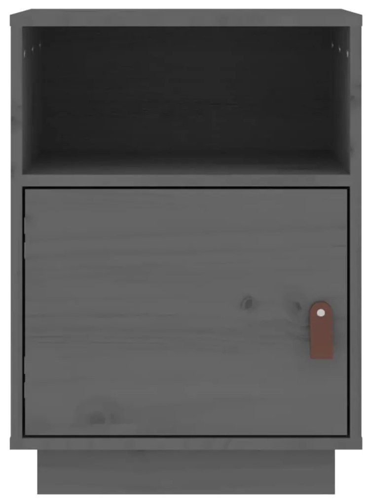 vidaXL Κομοδίνα 2 τεμ. Γκρι 40x34x55 εκ. από Μασίφ Ξύλο Πεύκου