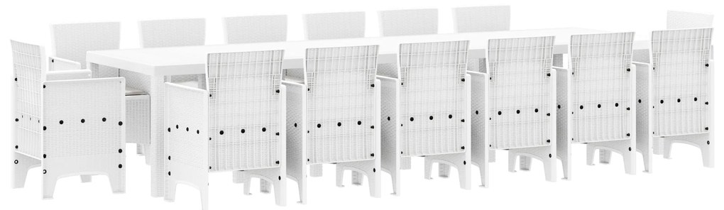 vidaXL Σέτ φαγητού για κήπο 15 pcs Λευκό Rattan Polt