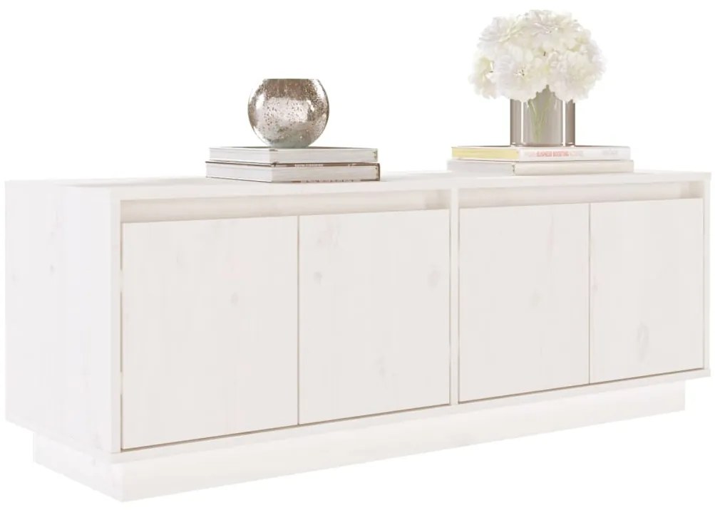 vidaXL Έπιπλο Τηλεόρασης Λευκό 110 x 34 x 40 εκ. από Μασίφ Ξύλο Πεύκου