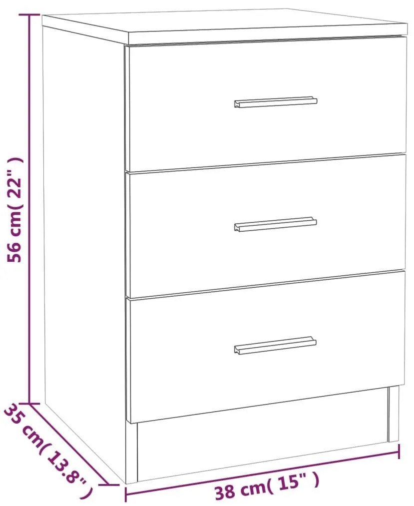 Κομοδίνα 2 Τεμ. Γκρι Sonoma 38x35x56 εκ. από Επεξεργασμένο Ξύλο - Γκρι