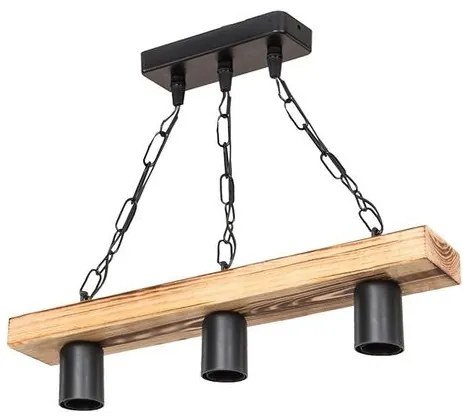 Pakoworld Φωτιστικό Οροφής Τρίφωτο PWL-1027 3xΕ27 48.5x10x47cm Φυσικό-Μαύρο 147-000211