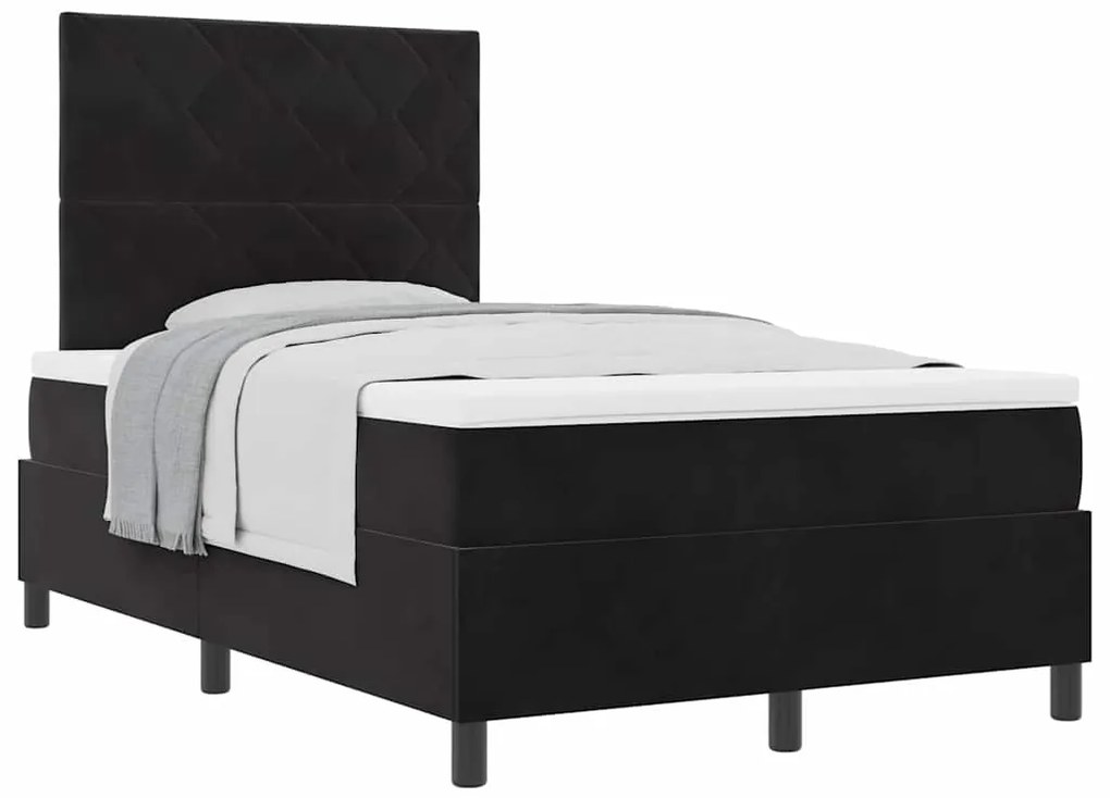 vidaXL Κρεβάτι με ελατήρια με στρώμα Μαύρο 120 x 200 cm Βελούδο