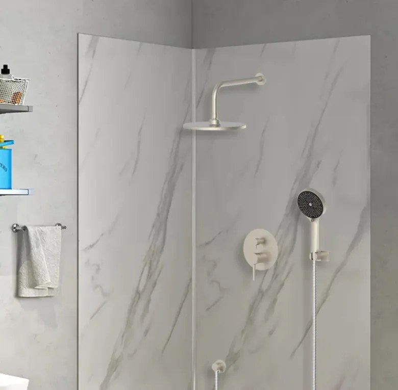 BRUNO σετ κεφαλή ντους με τηλέφωνο M63125-531, αναμεικτική, εντοιχισμού, ασημί