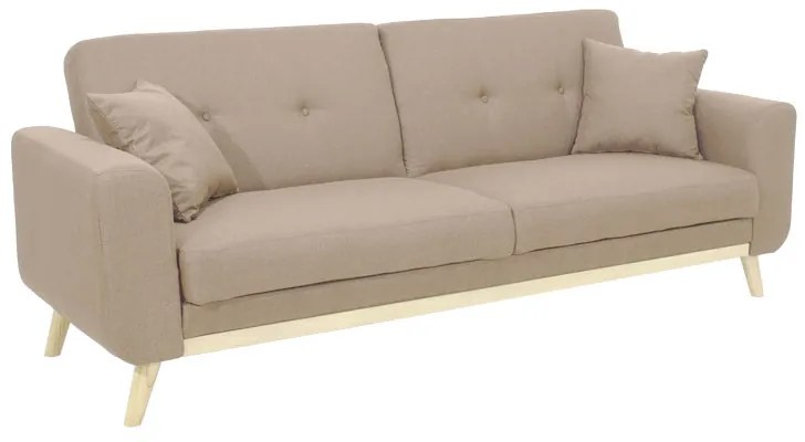 Καναπές-κρεβάτι Carmelo pakoworld με μπεζ-καφέ ύφασμα 214x80x86εκ