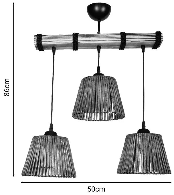 Φωτιστικό οροφής τρίφωτο Rapal καφέ ξύλο 50x25x86εκ 50x25x86 εκ.