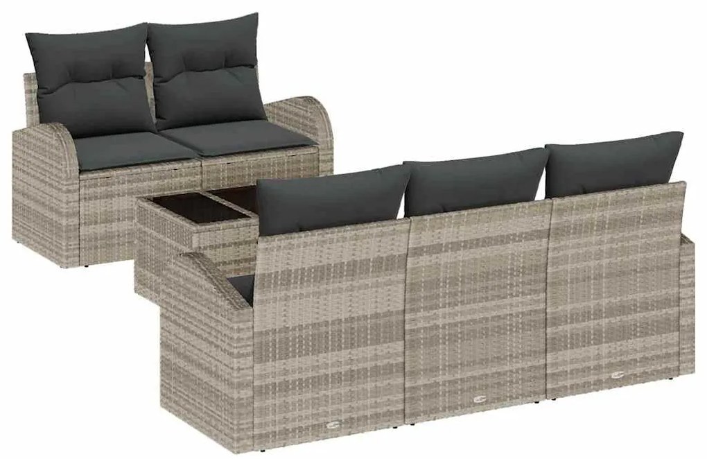 vidaXL Σετ Καναπέ Κήπου 6 pcs Ανοιχτό γκρι 55 x 55 x 37 εκ Πολυ ράταν