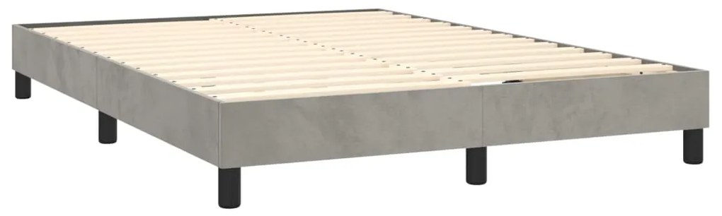 vidaXL Κρεβάτι Boxspring με Στρώμα Ανοιχτό Γκρι 140x190 εκ. Βελούδινο
