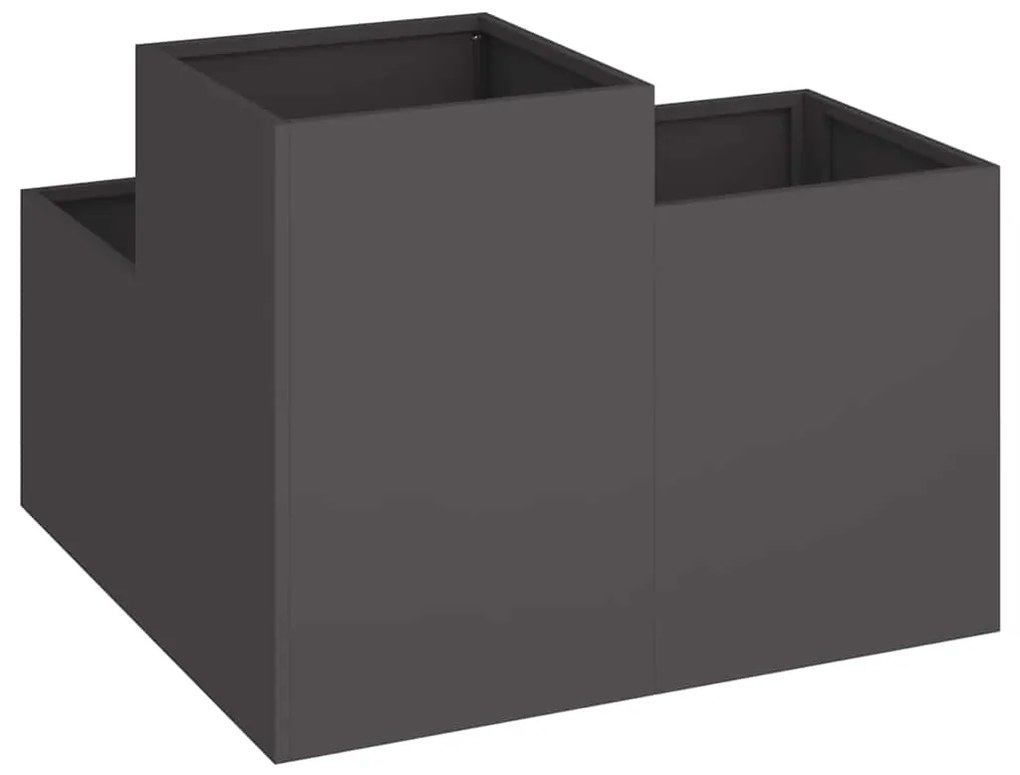 vidaXL Γλάστρα Κήπου Μαύρο 100 x 100 x 60 εκ. Ατσάλι