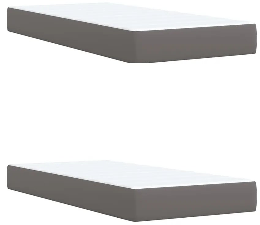 Κρεβάτι Boxspring με Στρώμα Γκρι 200x200 εκ. Συνθετικό Δέρμα - Γκρι