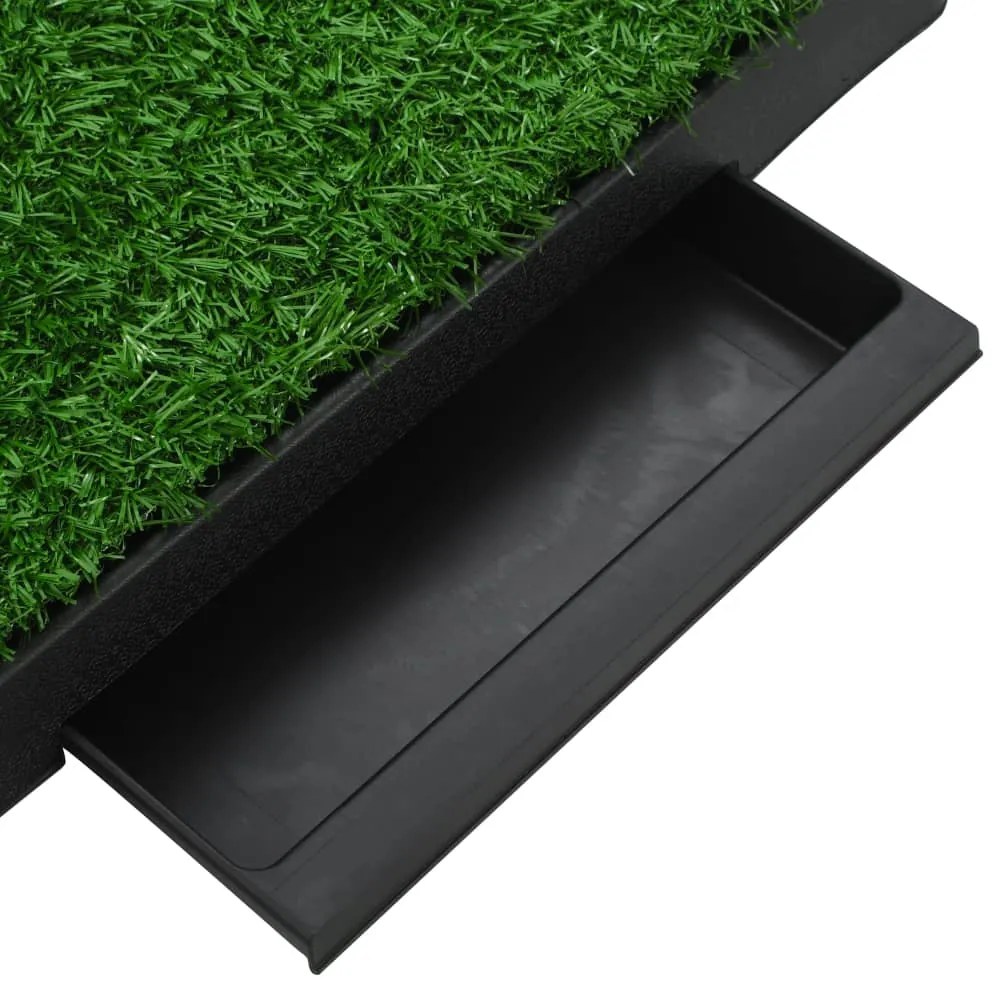 vidaXL Τουαλέτα για Κατοικίδιο Πράσινη 63x50x7 εκ. με Δίσκο/Συνθ. Χλόη