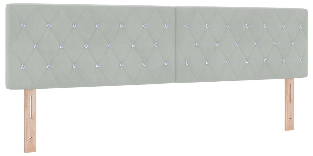 vidaXL LED Προσκέφαλο Κρυστάλλινου Κουμπιού Ανοιχτό Γκρι 90 εκ. Βελούδο