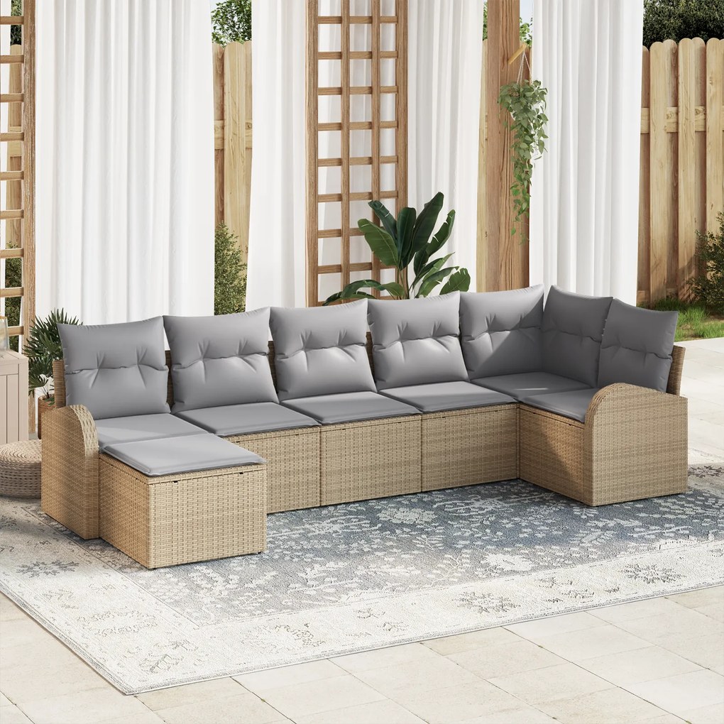 vidaXL Σετ Καναπέ Κήπου 7 pcs Μπεζ και Ανοιχτό γκρι 289 x 124 x 85 εκ