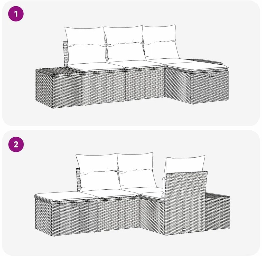 vidaXL Σετ Καναπέ Κήπου 4 pcs Μπεζ 55 x 62 x 69 εκ Πολυ ράταν