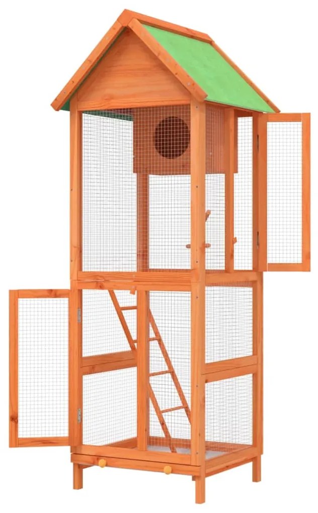 vidaXL Σπιτάκι Πουλιών Καφέ 60 x 58,5 x 160 εκ. από Μασίφ Ξύλο Πεύκου