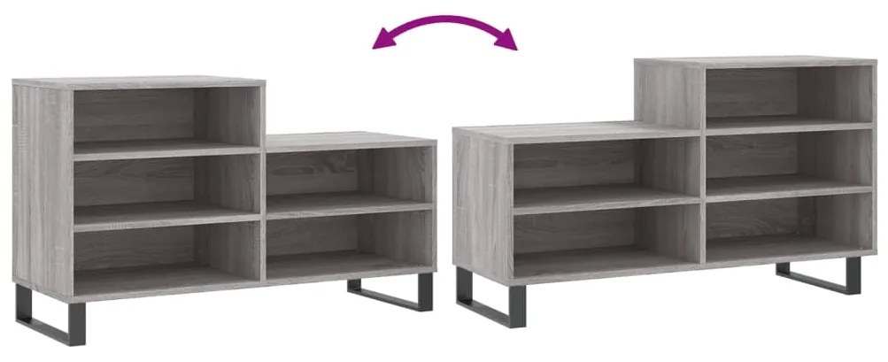 vidaXL Παπουτσοθήκη Γκρι Sonoma 102x36x60 εκ. από Επεξεργασμένο Ξύλο
