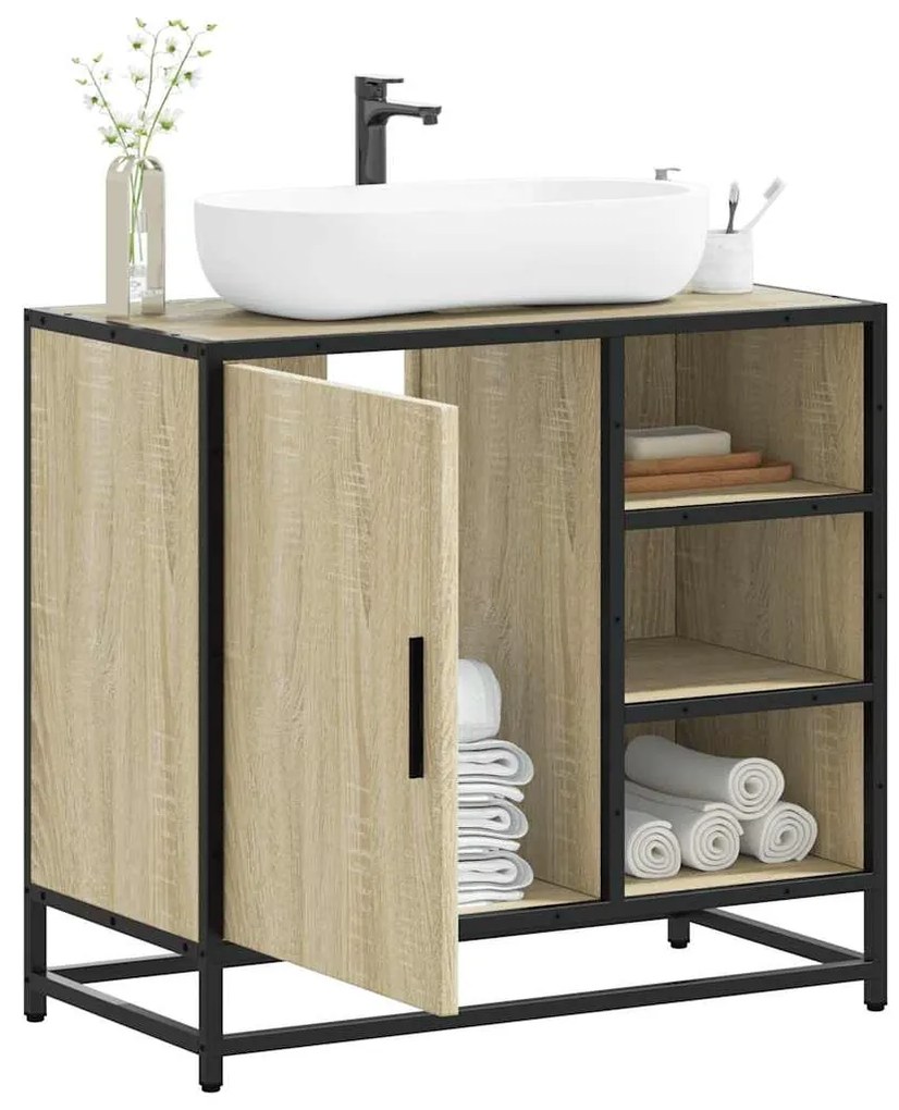 Ντουλάπι Νιπτήρα Μπάνιου Sonoma Δρυς 65 x 33 x 60 εκ. από Τεχνητό Ξύλο