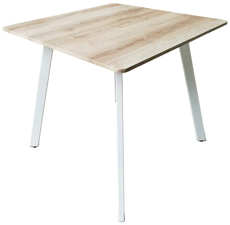 Τραπέζι Squaro pakoworld sonoma mdf με λευκά μεταλλικά πόδια 80x80x75εκ